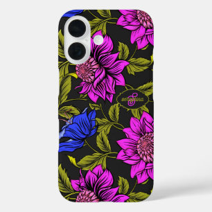 Modern Elegant Bloempatroon Monogram iPhone 16 Hoesje