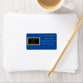 Modern Elegant Blue and Gold Script Wedding Etiket (Insitu)