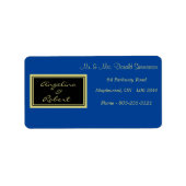 Modern Elegant Blue and Gold Script Wedding Etiket (Voorkant)