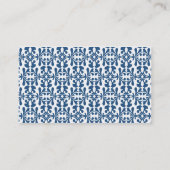 Modern Elegant Blue Arabesque Damask Monogram Visitekaartje (Achterkant)