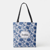 Modern Elegant blue batik patroon Tote Bag (Achterkant)