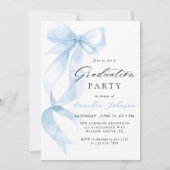 Modern Elegant Blue Bow Arch Photo Graduation Kaart (Achterkant)