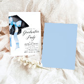 Modern Elegant Blue Bow Graduation Cap Afstuderen Kaart