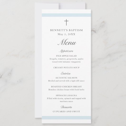 Modern Elegant Blue Boys Baptisme Kaart (Voorkant)