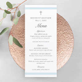 Modern Elegant Blue Boys Baptisme Menu