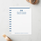 Modern Elegant Blue Custom Name and Business Notitiekaartje (Voorkant / Achterkant in situ)
