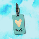Modern Elegant Blue Faux Gold Heart Mr. Bagagelabel<br><div class="desc">Koel aanpasbaar bagagelabel met blauwe achtergrond / faux gouden hartvorm / Mr&Mrs text. U kunt uw namen en adres aan het toevoegen.</div>