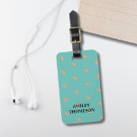Modern Elegant Blue Faux Gold Hearts Bagagelabel<br><div class="desc">Koel aanpasbaar bagagelabel met blauwe achtergrond / faux goudhartst. U kunt uw namen en adres aan het toevoegen.</div>