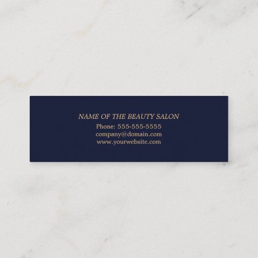 Modern Elegant Blue Faux Gold Scissor Comb Mini Visitekaartje (Achterkant)