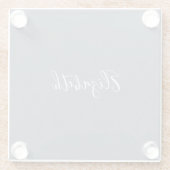 Modern Elegant Blue Grey Linen Glazen Onderzetter (Achterkant)