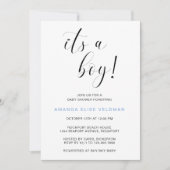 Modern Elegant Blue Heart is een Baby shower van e Kaart (Voorkant)