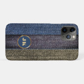 Modern Elegant Blue Jeans Gold Metal monogram Naam Case-Mate iPhone Case (Achterkant (horizontaal))