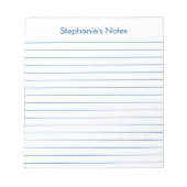 Modern Elegant Blue Lined Personalized Notitieblok (Voorkant)