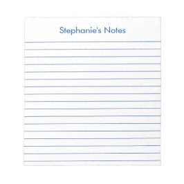 Modern Elegant Blue Lined Personalized Notitieblok