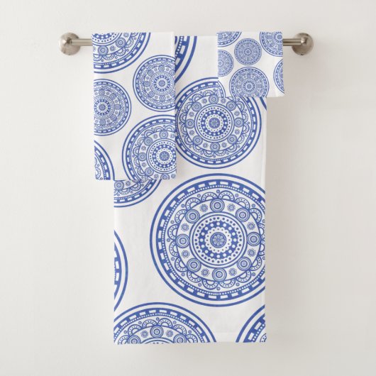 Modern Elegant Blue Mandala Bad Handdoek (Insitu)