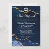 Modern Elegant Blue Marble Geode Bat Mitzvah Kaart (Voorkant)
