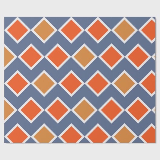 Modern Elegant Blue Oranje Brown Pattern Cadeaupapier (Vlak)