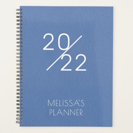 Modern Elegant Blue Personalized 2022 Planner (Voorkant)