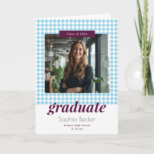 Modern Elegant Blue Photo Afstuderen aangekondigd (Voorkant)