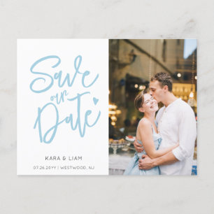 Modern Elegant Blue Photo Save the Date Briefkaart