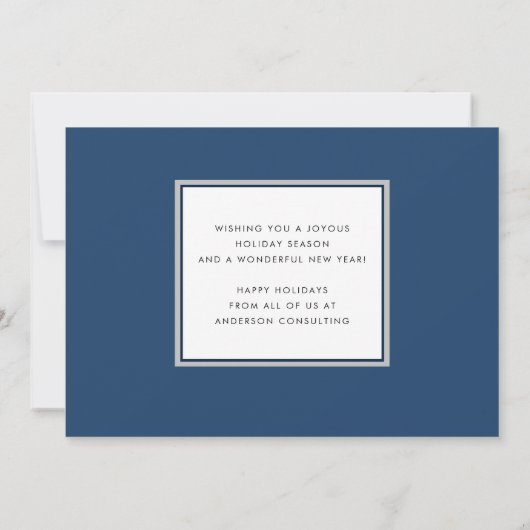 Modern Elegant Blue Prettige feestdagen Business Feestdagenkaart (Achterkant)