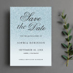 Modern Elegant blue Save the Date Quinceanera<br><div class="desc">Modern en elegant Dusty blue ombre glitter script,  sla het datakaartquinceanera op met zwarte moderne kalligrafie. Stijlvol en uniek aangepast ontwerp.</div>