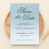 Modern Elegant Blue Save the Date Sweet 16