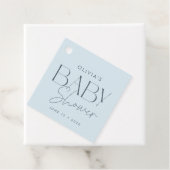 Modern Elegant Blue Script Baby shower Cadeautje Bedankjes Labels (In situ)