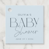 Modern Elegant Blue Script Baby shower Cadeautje Bedankjes Labels (Voorkant)