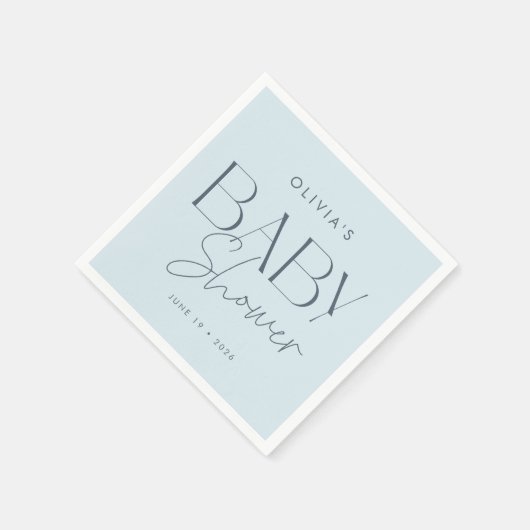 Modern Elegant Blue Script-Baby shower Servet (Hoek)