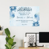 Modern Elegant Blue Welkom Moslim Bruiloft Poster (Thuiskantoor)