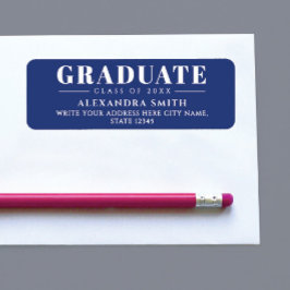 Modern Elegant Blue White Formal Graduation Degree Etiket