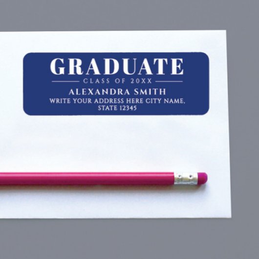 Modern Elegant Blue White Formal Graduation Degree Etiket