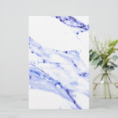Modern Elegant Blue, White Marble granite patroon Briefpapier (Staand voorkant)