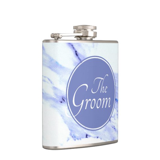 Modern Elegant Blue, White Marble granite patroon Heupfles (Rechts)