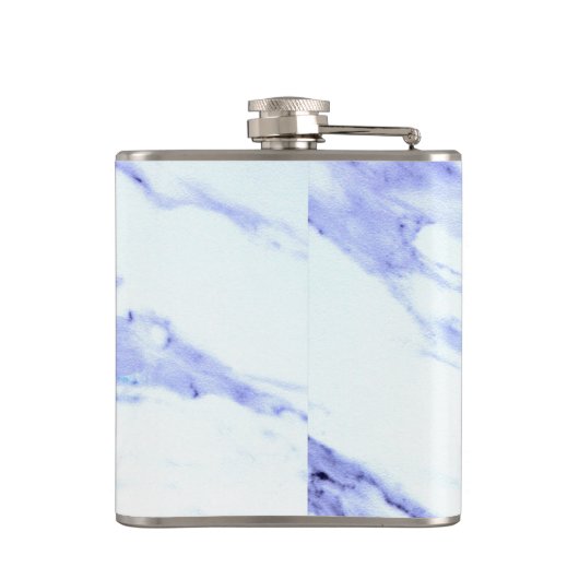 Modern Elegant Blue, White Marble granite patroon Heupfles (Achterkant)