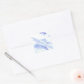 Modern Elegant Blue, White Marble granite patroon Vierkante Sticker (Envelop)