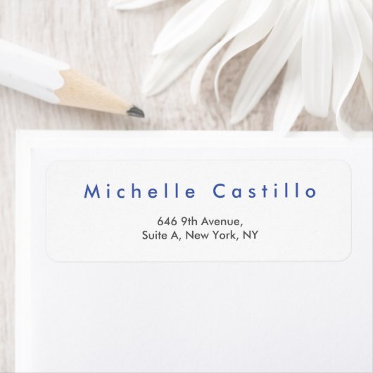 Modern Elegant Blue White Minimalist Plain Etiket (Insitu)