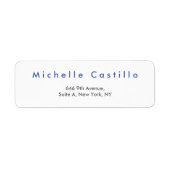 Modern Elegant Blue White Minimalist Plain Etiket (Voorkant)