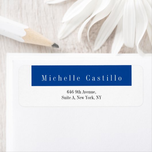 Modern Elegant Blue White Minimalist Plain Etiket (Insitu)