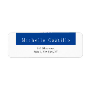 Modern Elegant Blue White Minimalist Plain Etiket