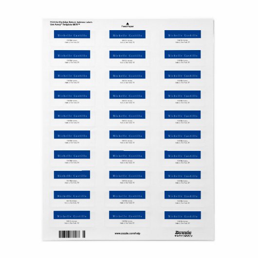 Modern Elegant Blue White Minimalist Plain Etiket (Full Sheet)