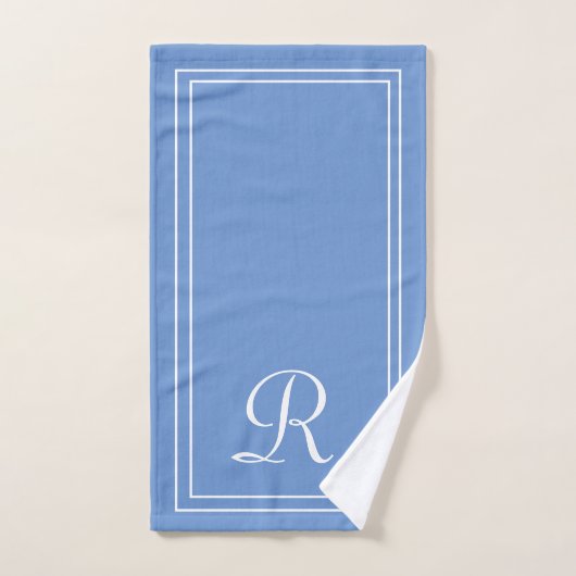 Modern Elegant Blue & White Monogram Bad Handdoek (Handdoek)