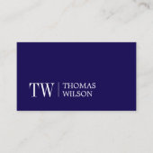 Modern Elegant Blue White Monogram Consultant Visitekaartje (Voorkant)