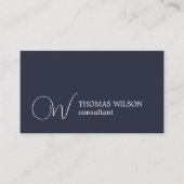 Modern Elegant Blue White Monogram Consultant Visitekaartje (Voorkant)