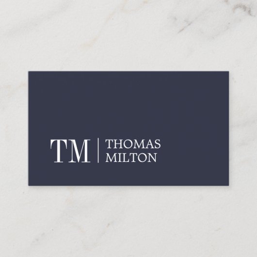 Modern Elegant Blue White Monogram Consultant Visitekaartje (Voorkant)