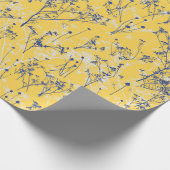 Modern Elegant Blue Wildflower op Mustard Yellow Cadeaupapier (Hoek)