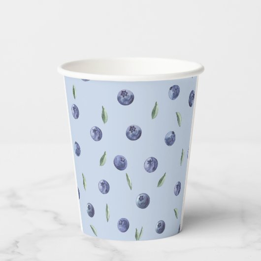 Modern Elegant Blueberry Waterverf baby shower Papieren Bekers (Achterkant)