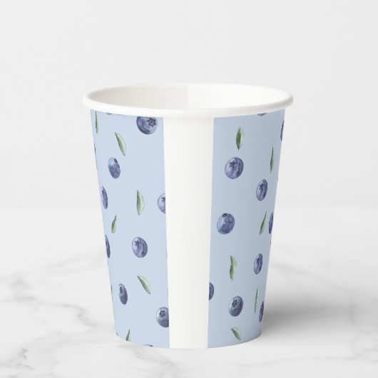 Modern Elegant Blueberry Waterverf baby shower Papieren Bekers (Links)