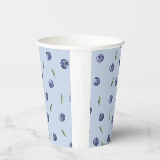 Modern Elegant Blueberry Waterverf baby shower Papieren Bekers (Rechts)